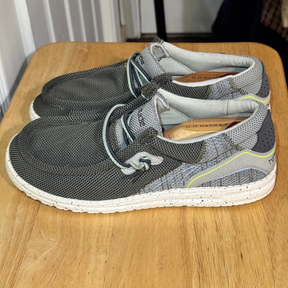 Hey Dude Wally Hawk Sage Green Grey Mesh Slip On Loafers Mens 9 112258400